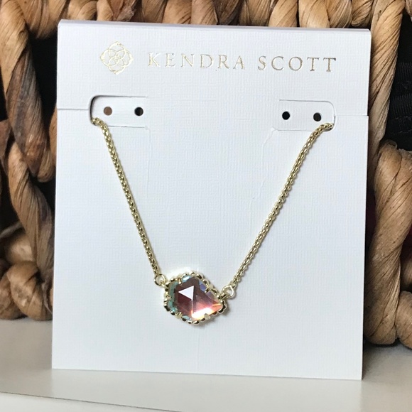 Kendra Scott Gold Tess Necklace in Dichroic Glass - Picture 1 of 13